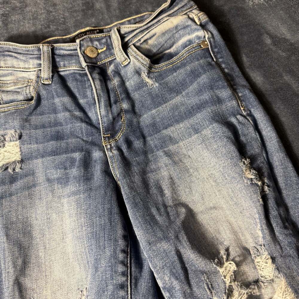 Judy Blue Los Angeles Boyfriend Fit High-Rise Distressed Jeans, Size 1/25